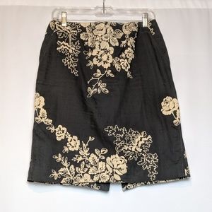 J. Crew Grey & Cream Embroidered Skirt